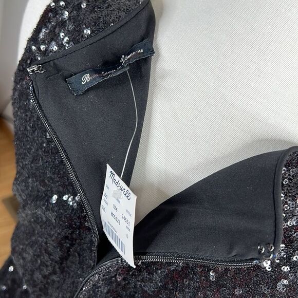 Madewell Broadway & Broome Black Lightbox Sequin Mini Dress Women's Size 0 - Picture 9 of 12
